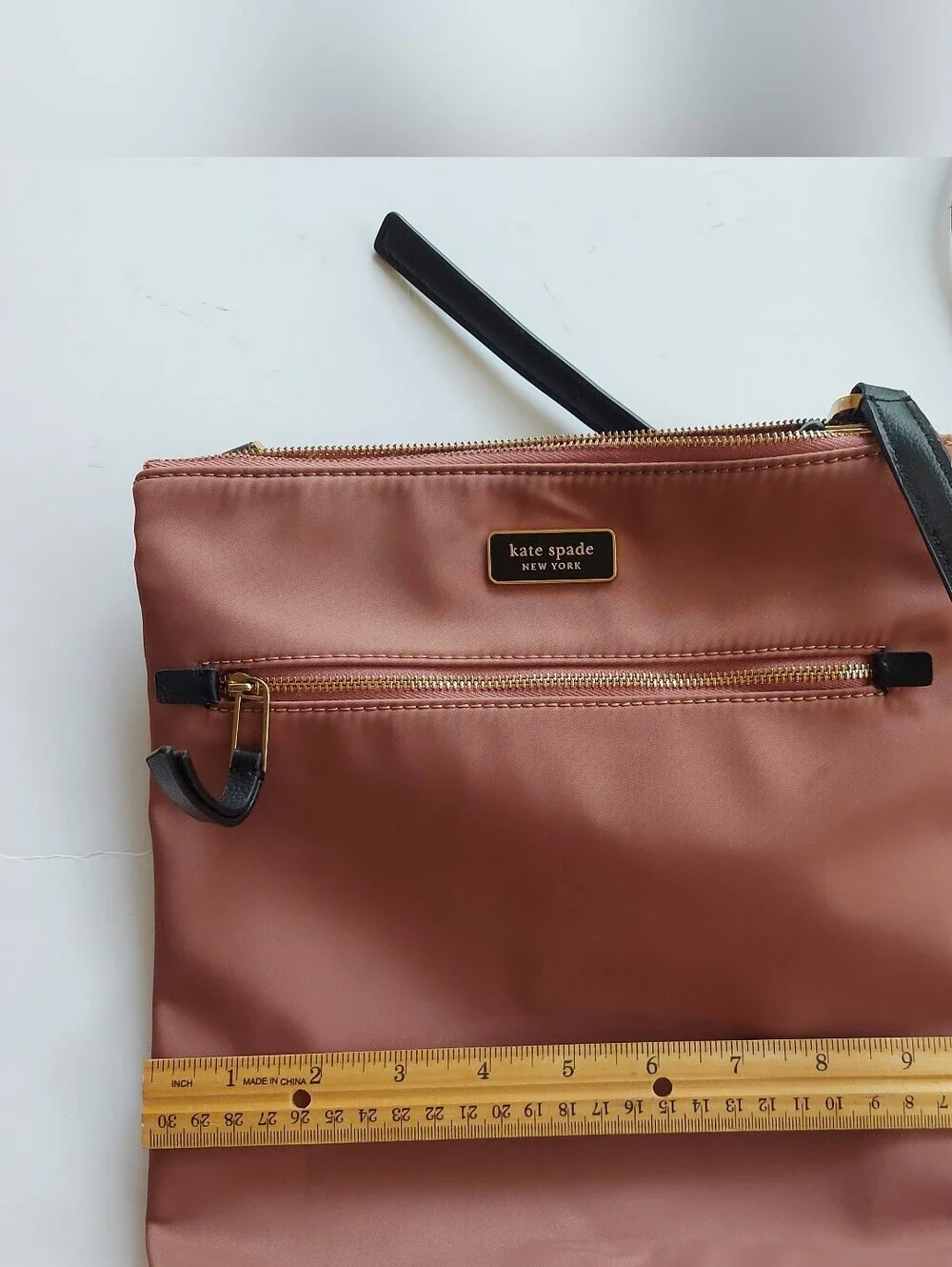kate spade dusty rose nylon crossbody with black strap